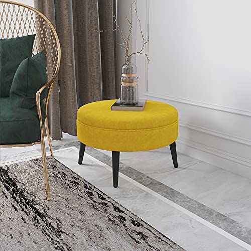 Joveco 23" Ottoman Fabric Round Foot Rest Stool (Yellow) #TOP5