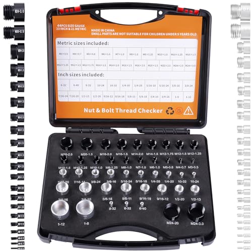 Nut and Bolt Thread Checker，44 PCS Nut and Bolt Size Gauge- 23...