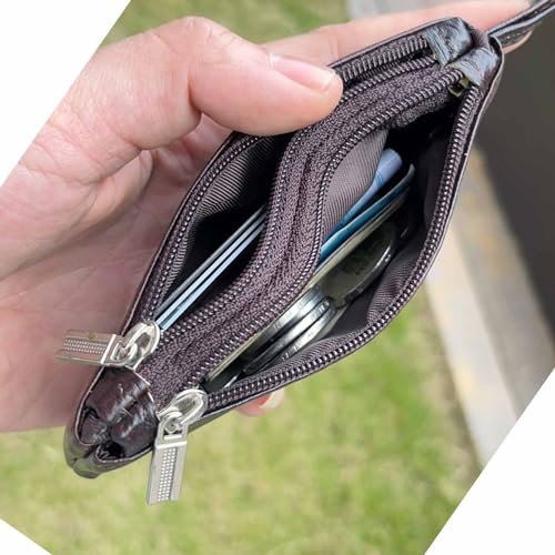 1Pcs Genuine Leather Coin Purse Genuine Leather Men's Wallet Vegan Leather Coin Purse Genuine Mini Cash Wallet Double Coin Purse for Men & Women3