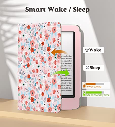 Image of MoKo Case for All-New 6 inch Kindle(11th Generation, 2024 /2022 Release) /(10th /8th Gen, 2019 /2016), Ultra Lightweight PU Shell Cover with Auto Wake /Sleep for Kindle 2024, Spring Pink