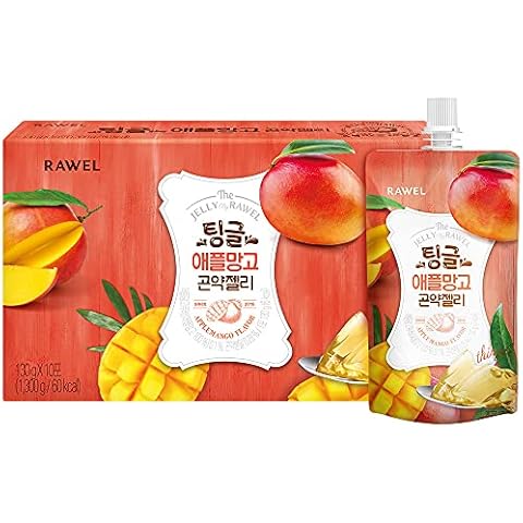 RAWEL Thingle Delicous Konjac Jelly 1box (130ml x 10packs) / 6 Calories per Pouch/Sugar Free/Low Calories/Fruit Flavor Jelly with Low carb/Drinkable Zero Sugar Jelly Dessert (Applemango) Cover