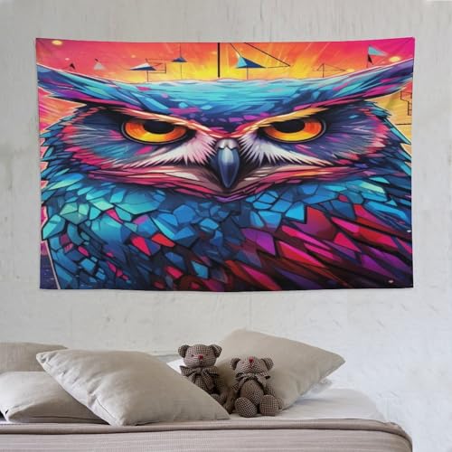 Tapisserie murale hibou PAZZK tissu suspendu pour habiller un mur de chambre