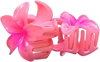 مشبك شعر بلاستيكي من قطعتين - وردي