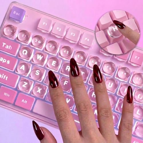 Quafochi 60pcs Raised Keyboard Stickers for Long Nails 5mm Ergonomic Height Clear Glass Easy to Apply & Remove No-Residue Reusable Keyboard Bubbles for Desktop Keyboards External Keyboards