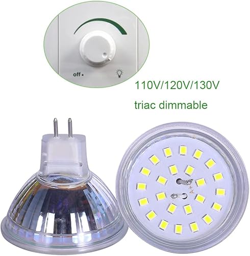 Miniatura 7 de mr16 120V regulable 5 W 6000 K luz blanca fría luz blanca LED bombilla lámpara halógena 50 W reemplazo para lámpara de seguimiento (120 V regulable