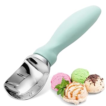 HASTHIP® Ice Cream Scoop Kitchen Stainless Steel Ice Cream Scoop Anti-slip Handle Ice Cream Spoon Multipurpose Kitchen Scoop for Ice Cream, Fruit, Dessert