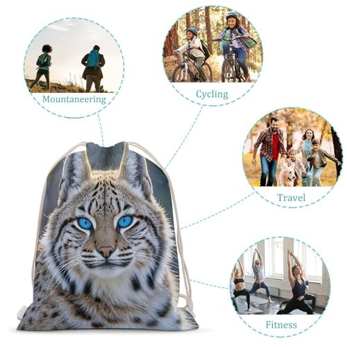Drawstring Backpack Foldable Draw String Bags Blue Eyed Bobcat Sackpack Sports Gym Bag for Shopping Yoga3