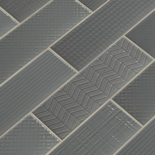 MSI Urbano Graphite 3D Mix 4 in. x 12 in. Glossy Ceramic Subway Wall Tile for Bathroom, Kitchen Backsplash, Accent Wall, and Shower Walls by MSI - Image 3
