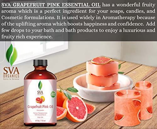 Sva Organics Grapefruit Pink Oil With Dropper- 118 Ml (4 Fl. Oz.) 100% Pure, Natural And Therapeutic Grade For Radiant Skin, Lustrous Hair, Aromatherapy & Massage #TOP6