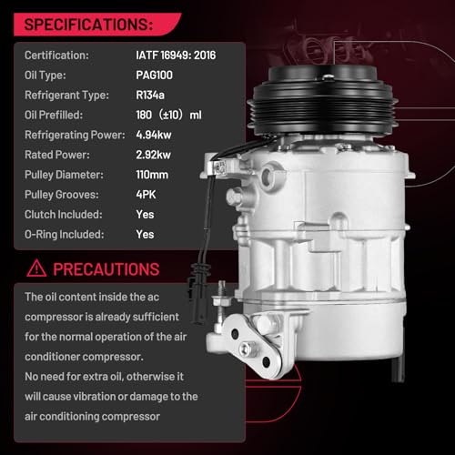 BDFHYK Air Conditioning A/C Compressor with Clutch Compatible with Chevry Silverado 1500 2014-2019, Suburban/Tahoe 2015-2020, Compatible with GMC Sierra 1500 2014-2019, Yukon/Yukon XL 2015-2020