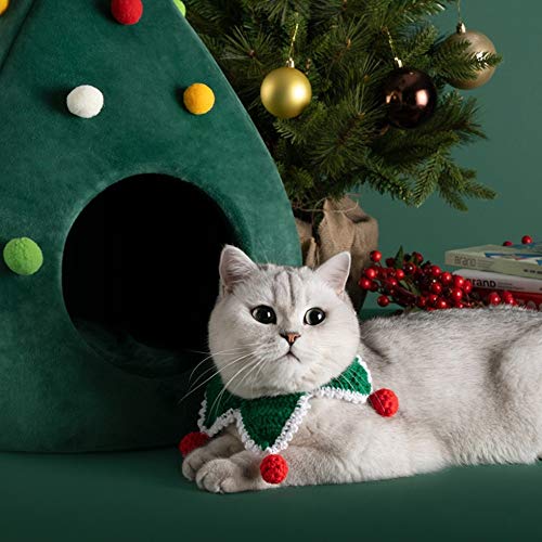 Nid d'hiver pour chat en forme d'arbre de Noël vert taille M - 5