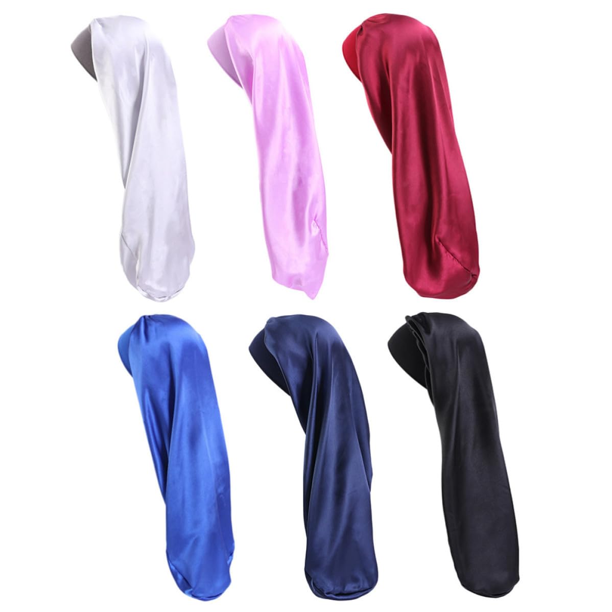 6pcs Satin Sleeping Cap Hair Headband for Adults, Comfortable and Breathable Long Elastic Hair Bonnet for Sleep and Face Washing