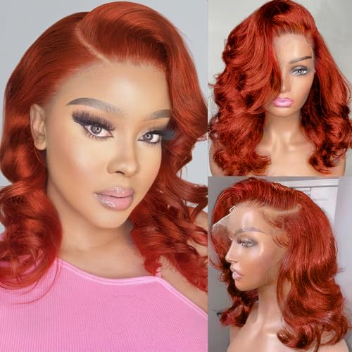 Afribye Ginger Wig Human Hair 200% Density 13x6 350 Ginger