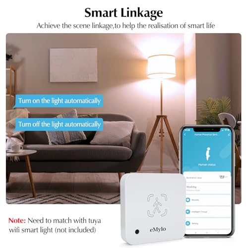 Image of eMylo WiFi Human Presence Sensor 2 Pack, WiFi Millimeter Wave Radar Detection - No Hub Needed, 24 /7 Smart Motion Detection for Home & Business, Compatible with TUYA /Smart Life(2.4 GHz Wi-Fi Required)