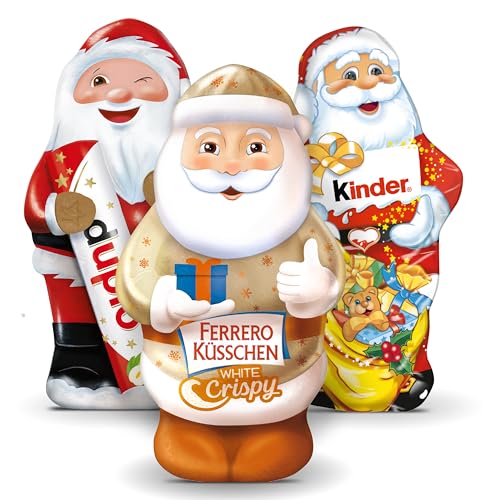 Weihnachtsmänner 3er Mix: Kinder Vollmilch, Küsschen White Crispy...