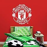 Beautiful Game Manchester United Football Club Offizieller (einfarbig) Wappen-Aufkleber + Manchester United Logo-Aufkleber-Set, Vinyl-Posterdruck, Wandbild (weiß, 90 cm)