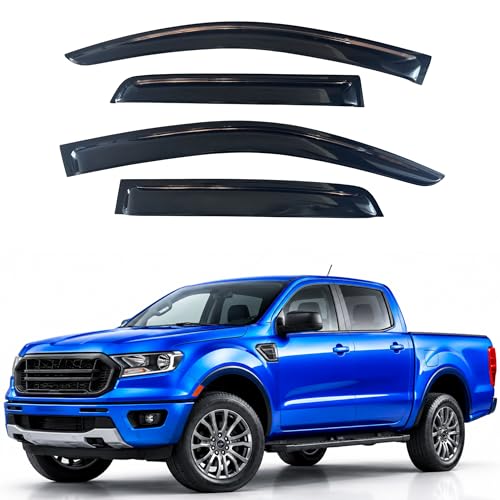 Image of IG Window Visors Fit for 2019-2023 Ford Ranger SuperCrew, Out-Channel Rain Guards Vent Wind Deflectors 4PC, Truck Accessories for 19-23 Ranger SuperCrew