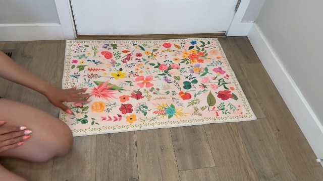 Tapete Boho Lavable 4x6 Floral Antideslizante Beige miniatura 7