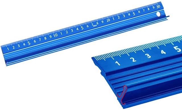 30cm Raised Grip Aluminium Ruler Cutting Ruler Metal Craft Safety Ruler for Length Measurement(Blue)