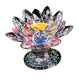 Décoration de lotus - elle est très et lumineuse, lorsque vous allumez une bougie, toutes les feuilles de lotus brilleront, support en cristal
