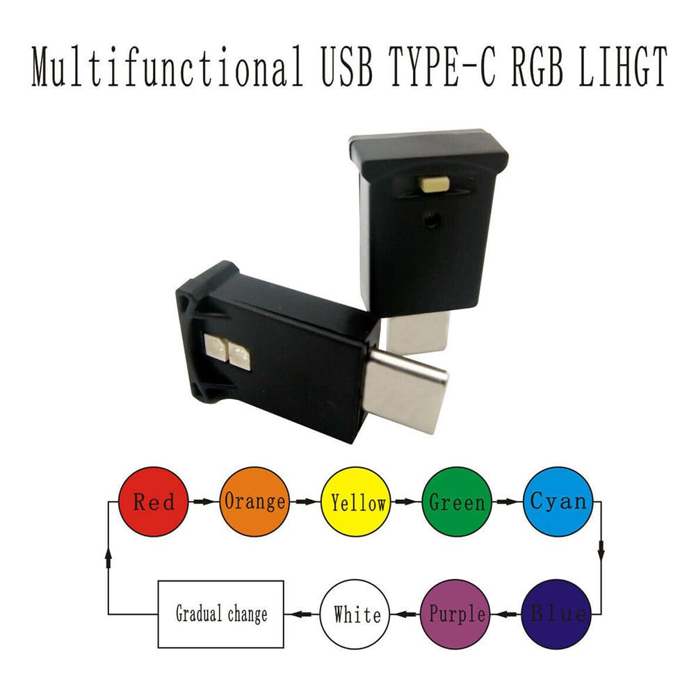 Mini USB-C LED RGB Luce Luminosità Regolabile 8 Colori Cambiabili per Auto, Laptop, Tastiera Atmosfera Luce Notturna Facile da Usare, 500406494