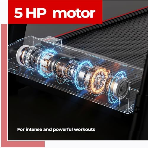 Image of Lifelong 5HP Peak Motorized Treadmill for Home | 12% Auto Incline | 12 Preset Programs | 14 km /h Speed | 110 kg Capacity | LCD Display| Hydraulic Fold | Wide Running Belt | Bluetooth & FitShow App