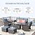 6 Peices Outdoor Patio Furniture Set with 44" Gas Fire Pit Table, Wicker Swivel Rocking Chairs Conversation Sets with Cushion, High Back Sectional Sofa with Gilder Chair for Yard Garden Porch, Blue