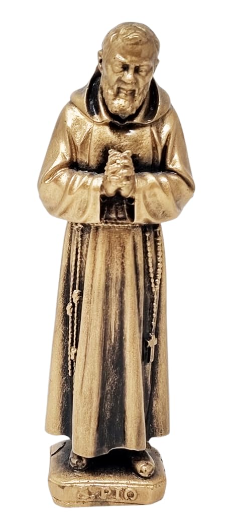 Statue Saint Padre Pio en métal doré ornementale de qualité supérieure signée KUSTOM ART