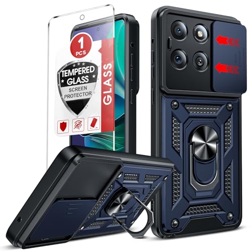 Coque Motorola Moto 2025 LeYi en bleu avec protège-écran verre trempé