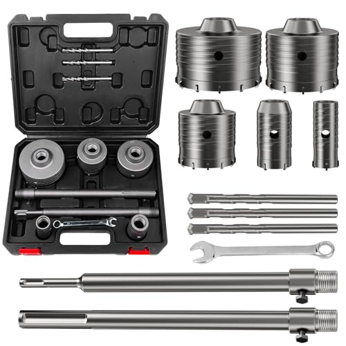 WinGluge Bohrkronen Set Ø 30/40/68/80/100 mm, Beton Hohlbohrkrone Set mit...