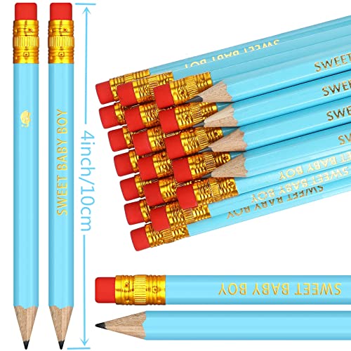 50 Pezzi di Mezze Matite per Baby Shower con Gomme...