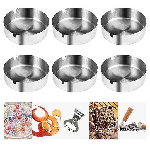 Cenicero de Acero Inoxidable 6pcs 10cm, Cenicero Metálico Moderno de Mesa, Vintage Plateado Juego Redondos Grandes para Oficinas Hoteles Restaurantes, 10x10x3cm | Ya disponible en tu tienda friki favorita! En mundofriki.es!