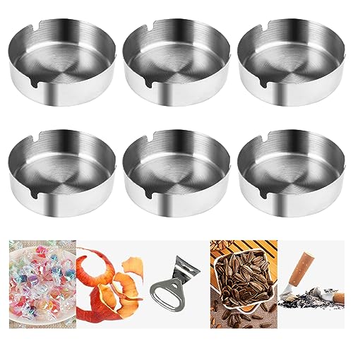 Cenicero de Acero Inoxidable 6pcs 10cm, Cenicero Metálico