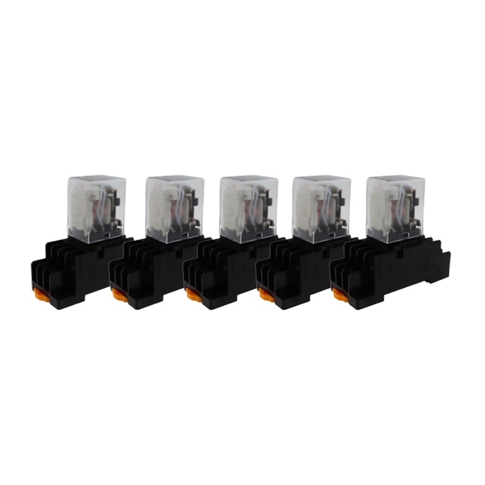 NWPNLXEA 5 Set White MY4NJ Small Electromagnetic Power Relay AC/DC 6V 12V 24V 36V 48V 110V 220V 4NO 4NC DIN Rail 14 Pins+Base Relay(DC,36V)