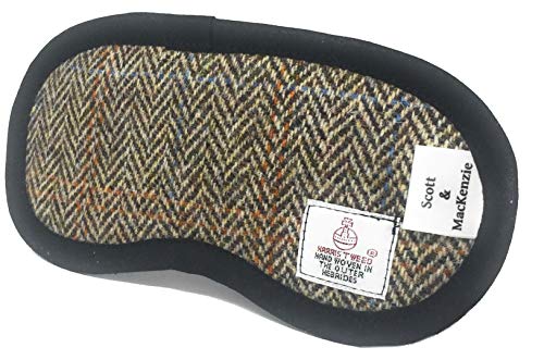 Preisvergleich Produktbild Harris Tweed Augenmaske, Fischgrätenmuster, Braun