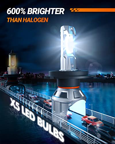 Sealight H4 9003 Hb2 Led Bulb, 18000 Lumen 80W 6500K Cool White Led Head Bulbs Hi/Lo Beam, 7 Years Lifespan X5 Upgrade Temperature Control And Adjustable Light Shape - Pack Of 2 #TOP1