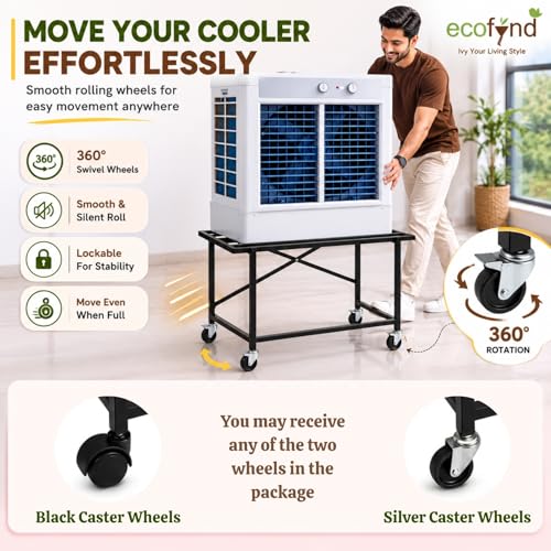 Image of ecofynd Heavy-Duty Metal Cooler Stand with 360 Rotating Wheels, Durable Rust-Resistant Frame, Easy Mobility, Ideal for Home, Office & Outdoor Use, Stable & Space-Saving Design (CLS001-BLK)