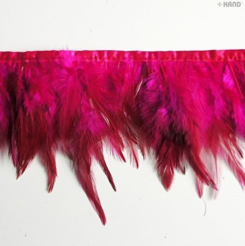 DU10 Rose Pink Natural Rooster Feather Fringe 4.5 inches/w- appx 2 Meters