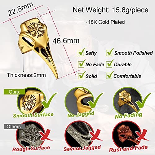 FaithHeart Punk Animals Rings for Men, Gothic Viking Raven/Octopus Stainless Steel Ring Cool Statement Rings with Gift Box4