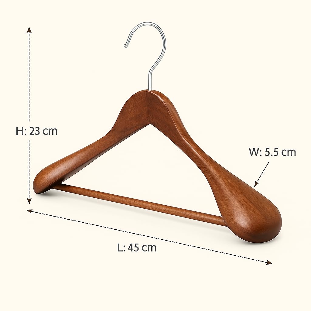 Wooden Wide Clothes Hanger Pack of 12, Walnut