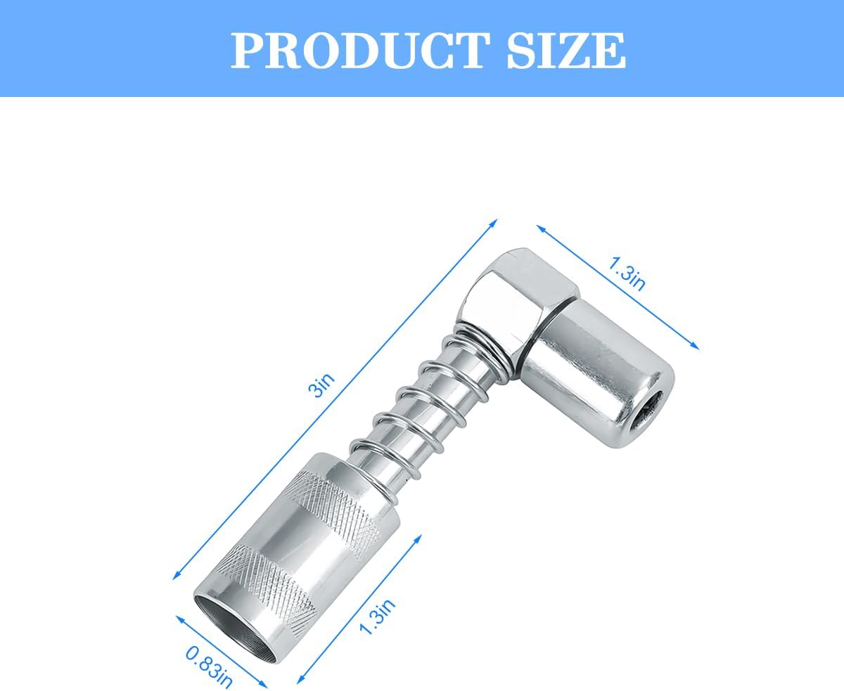 90 Degree Car Grease Coupler Adapter, Vehicle Grease Gun Lubrication Tool with Sleeves, Tight Spaces Automotive Fitting Coupler Tool Accessories, Universal for RV SUV Truck