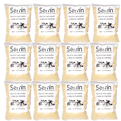 Bricoloco Serrín de Madera saquitos de 1 kg en Polvo con múltiples Aplicaciones para Limpieza, Mascotas, Cultivo. (12 saquitos de 1 Kilo)