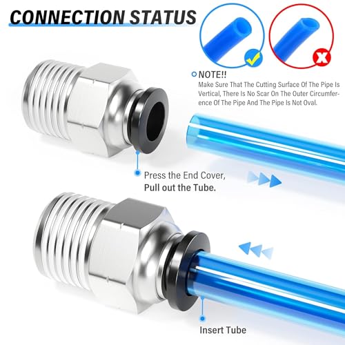 Image of TAILONZ 1 /4 inch Tube OD x 1 /16 inch NPT Male Straight Push to Connect Fitting 2pcs