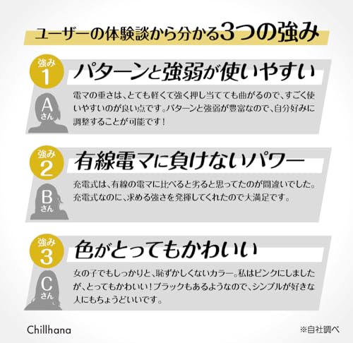 噂のブラック電マ 電動バイブ 電動マッサージ機 マッサージ器 強力 潮吹き 静音 防水 コードレス 【正規品】 - 画像4