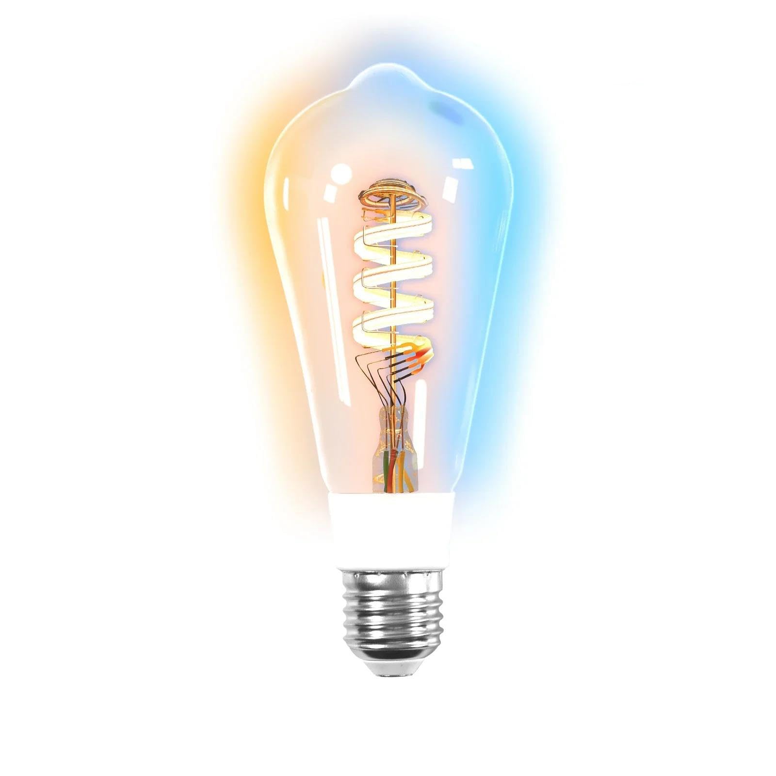 Inteligentna żarówka LED Tuya ST64 WiFi Vintage Edison z włóknem, 16 milionów kolorów RGB, ściemniana, wspiera Alexa i Google Home,1pc