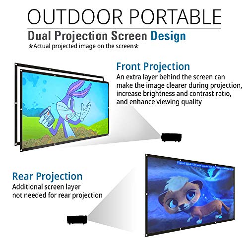 image for Akia Screens 120 inch Indoor Outdoor Collapsible Portable Projector Sc