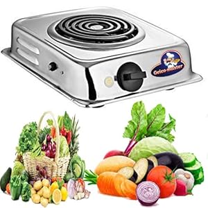 Geico-master Double Heavy Duty Stainless Steel 2000 Watts Electric Coil Cooking Stove Electric Cooking Heater Induction Cooktop G Coil Hot Plate Stove Works With All Cookwares (Silver)