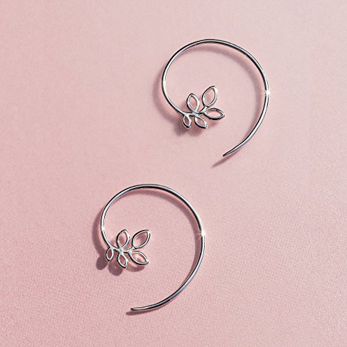 Boma Jewelry Sterling Silver Leaf Pull Through Hoop Earrings4