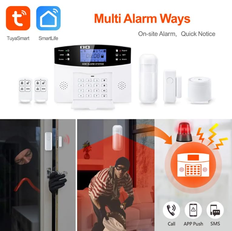 Générique Système d'alarme Domestique PST Tuya GSM WiFi – Accessoires : Application, SOS et Bouton de Panique