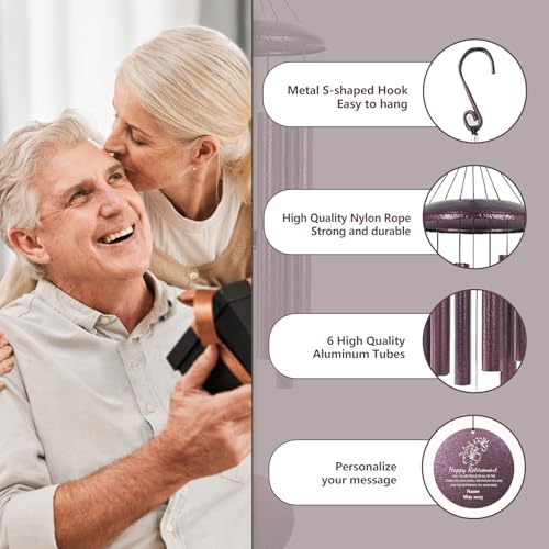 Image of ASTARIN Personalized Happy Retirement Wind Chimes, Tree of Life Retirement Wind Spinner Gift for Women /Men Teacher Coworker 2024, Going Away Farewell Gifts, Deep Tone Larde Wind Chime